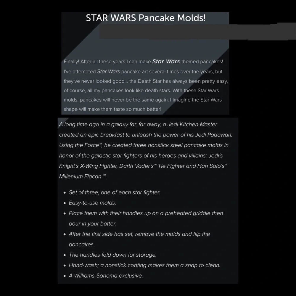 Williams-Sonoma + Star Wars Pancake Molds